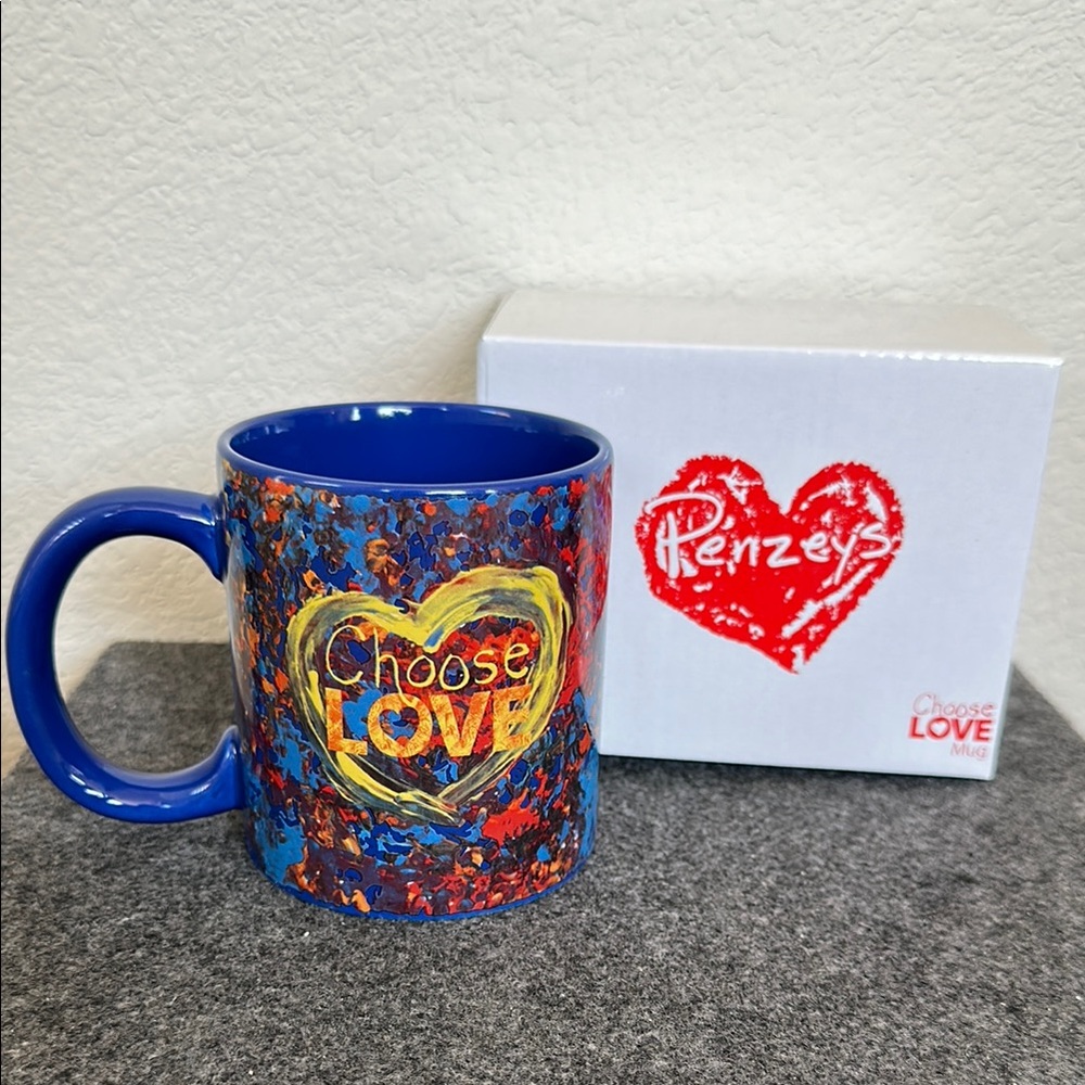 Penzeys Blue and Multicolor Choose Love Mug